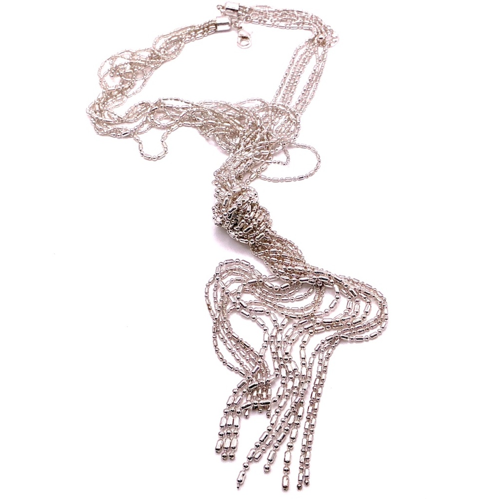 Vintage Multi Strand Silver Tone Necklace 22” With 3” Extender